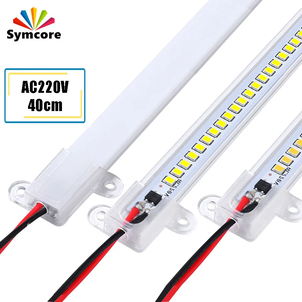 Светодиодный жесткий светильник бар 220V счетчик длинная полоса 40 см ультра тонкий