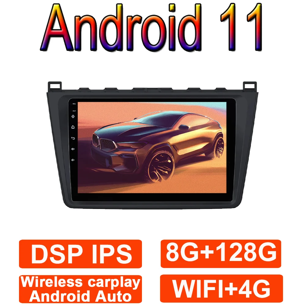 9inch 8-core 8+128G Video Player TEL DSP For Mazda 6 ATENZA 2007-2012 Navigation GPS Car Radio Multimedia Android 11 IPS BT RDS |