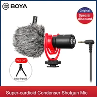 boya by mm1 condenser video recording microphone with clip youtube vlogging mic for smartphone tablets dslr camera camcorder pc