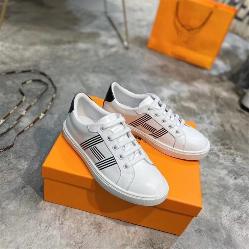 

White Women Sneakers H Lace Up Women Casual Shoes Comfortable Outdoor Loafers Flats Runway Party Dress Shoes Trainers Sneakers