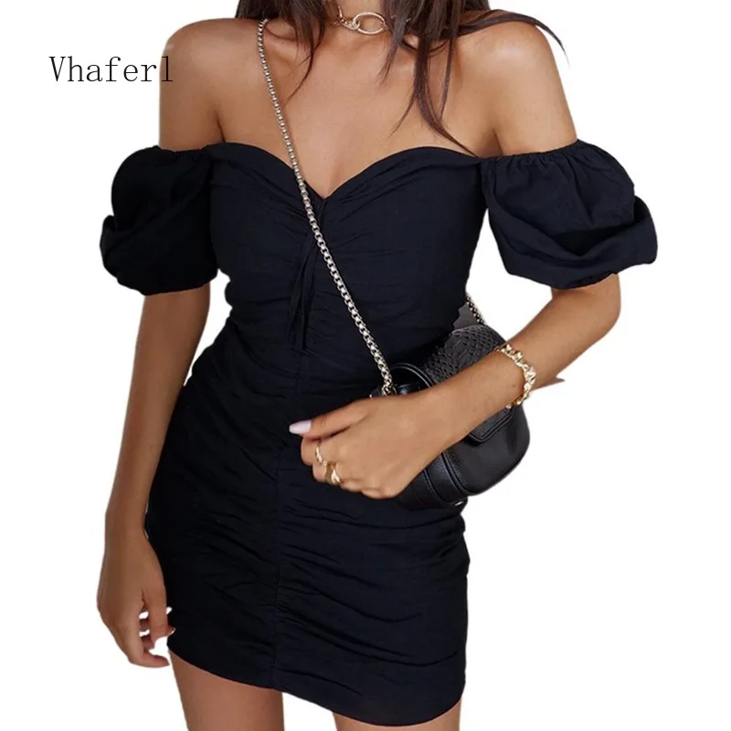 

Vhaferl Summer Pink New Dress Women Fashion Strapless Slash Neck Sexy Dress Backless Folds Sheath Party Dress Casual Vestidos