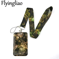 vintage butterfly creative lanyard card holder student hanging neck phone lanyard badge subway access card holder accessories