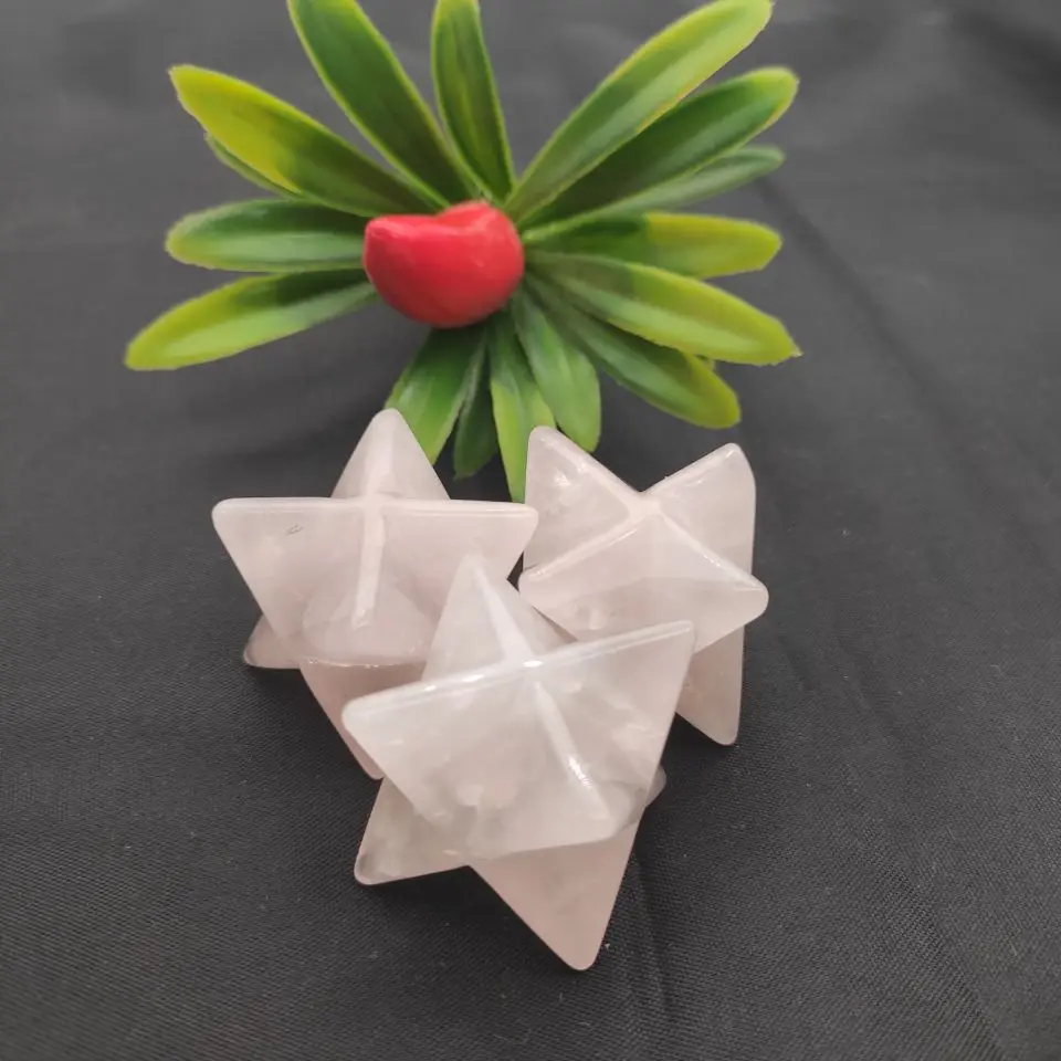 Натуральный розовый кварцевый кристалл Меркаба Звезда 8 чакры рейки исцеление