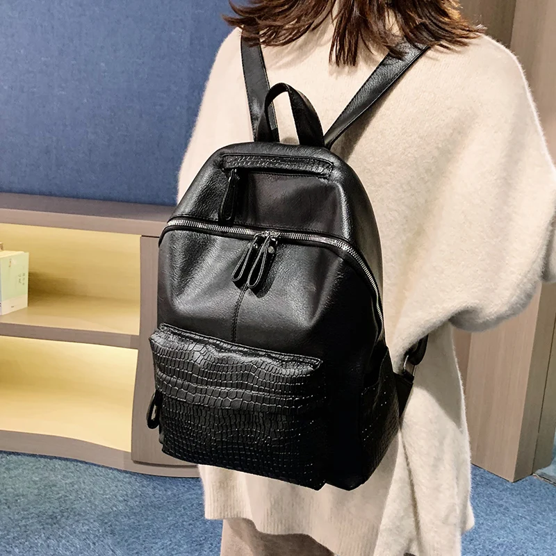 Рюкзак Аллигатор винтажная кожаная дорожная сумка для женщин вместительный