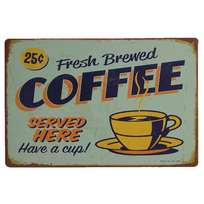 Металлические вывески для кофе в стиле ретро жестяная тарелка декоративная бара