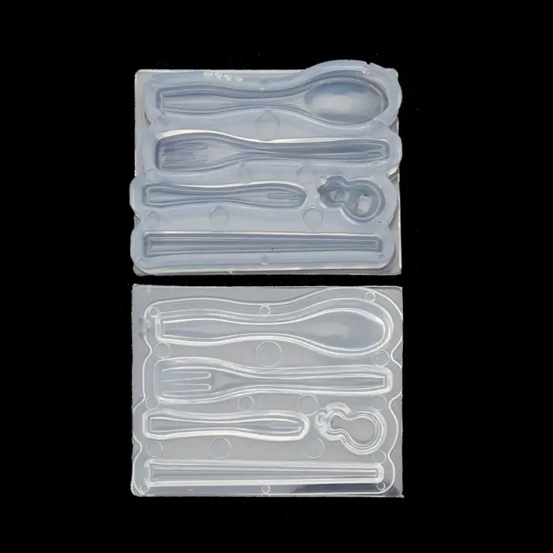 1 Set Mini Chopsticks Spoons Forks Resin Silicone Mold Epoxy Resin Jewelry DIY Making Tools
