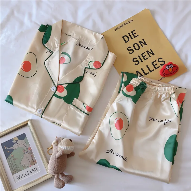 Весенние женские атласные шелковые пижамы комплекты со штанами размера плюс 5XL