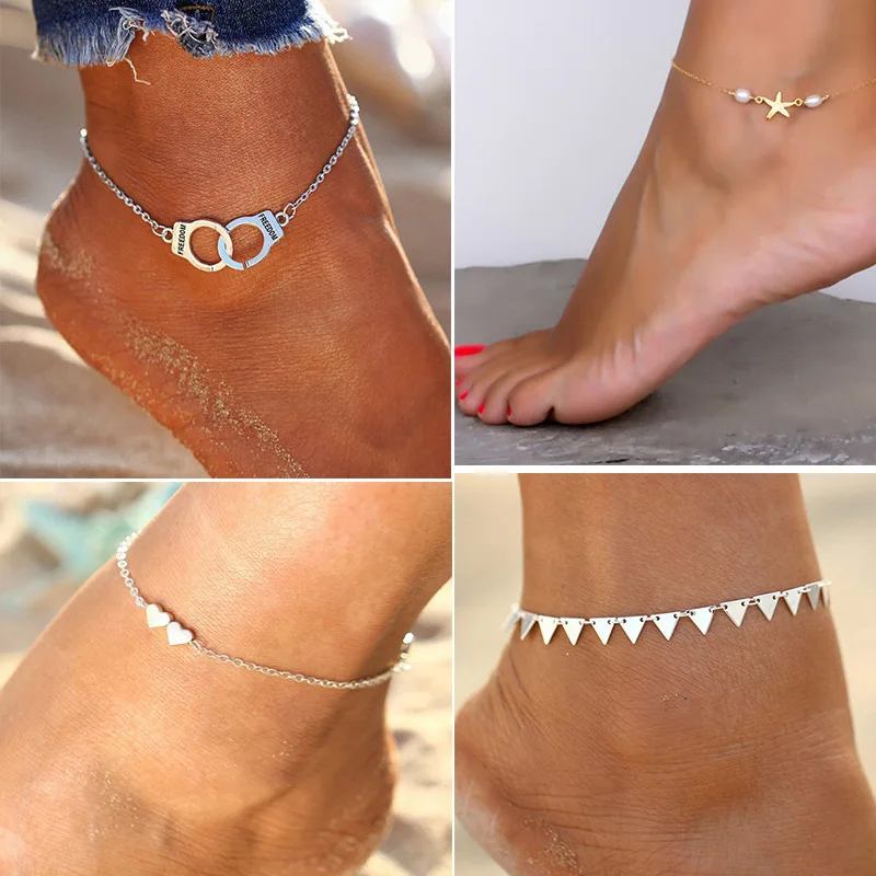 

Stainless Steel Jewelry Woman Ankle Bracelet Starfish Shape Star Pearl Beaded Ankle Bracelets for Women Foot Chain Body Jewelry