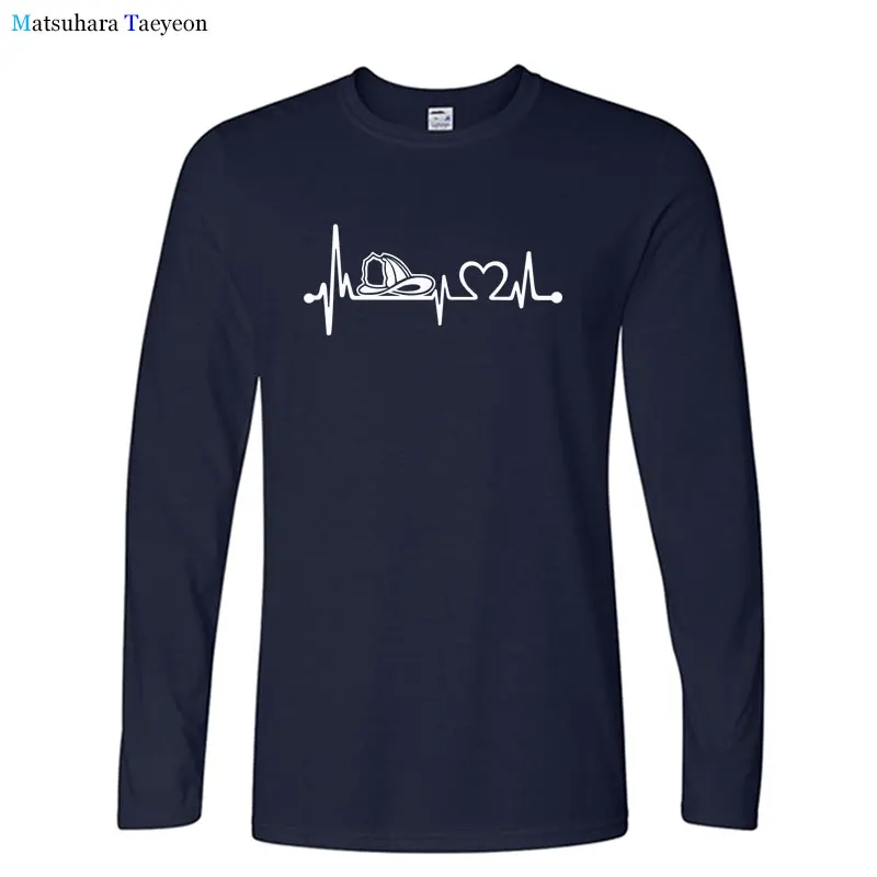 

Пожарный шлем сердцебиение спасательный круг футболка для мужчин крутые Забавные футболки хлопковая Осенняя футболка с длинным рукавом фу...