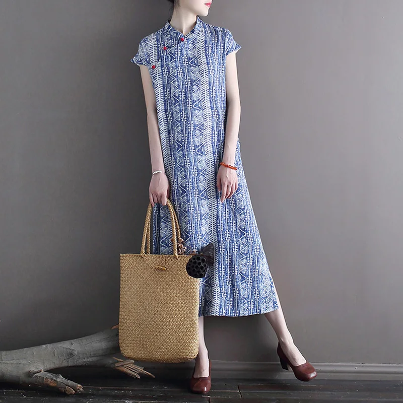 Женские Платья с цветочным принтом Johnature винтажные платья короткими рукавами и