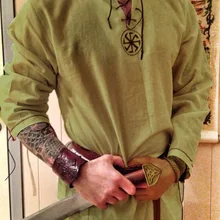 Medieval Shirt Robe Viking Men Dress Knight Renaissance Cotton Tunic Short Sleeve Shirts Tops Costume Disfraz Medieval with belt