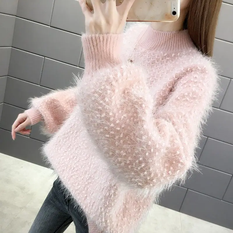 Зимний женский Повседневный теплый свитер с круглым вырезом женские шикарные