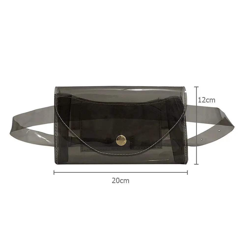 

Fashion Clear PVC Belt Fanny Packs Waist Bags Women Casual Solid Color Transparent Jelly Female Chest Handbags