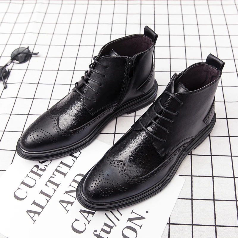 Misalwa английская мода мужские ботинки челси Повседневные Дышащие резные броги