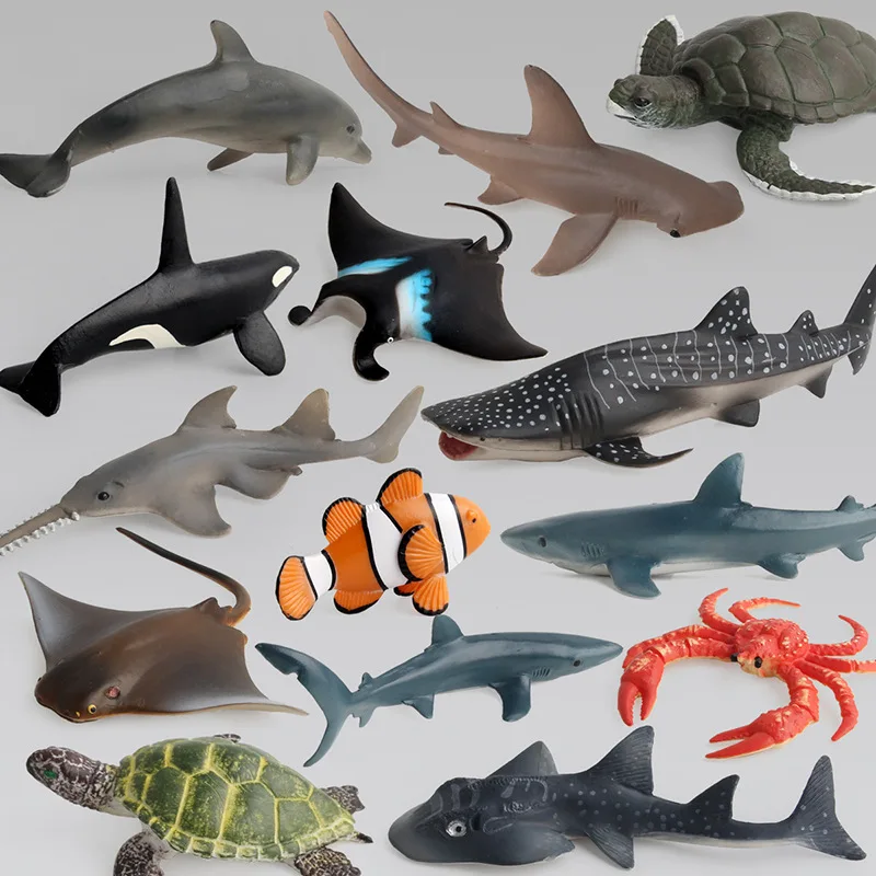 

Ocean Sea Life Simulation Animal Model Sets Shark Whale Turtle Crab Dolphin Action Toys Figures Kids Educational Collection Gift