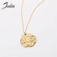 joolim jewelry pvd gold finish retro starshell coin pendant necklace stylish stainless steel necklace