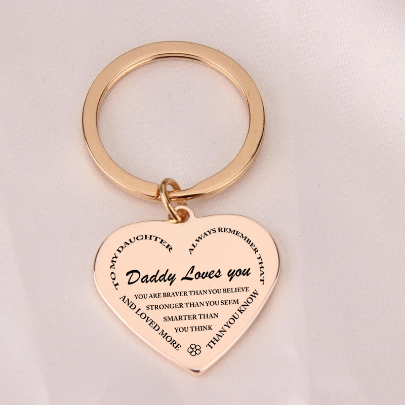 Dad to Daughter Gift Keychain Engraved Always Remember that Daddy Love You and Loved More than Know Keyring Charm Bag Tag | Украшения и