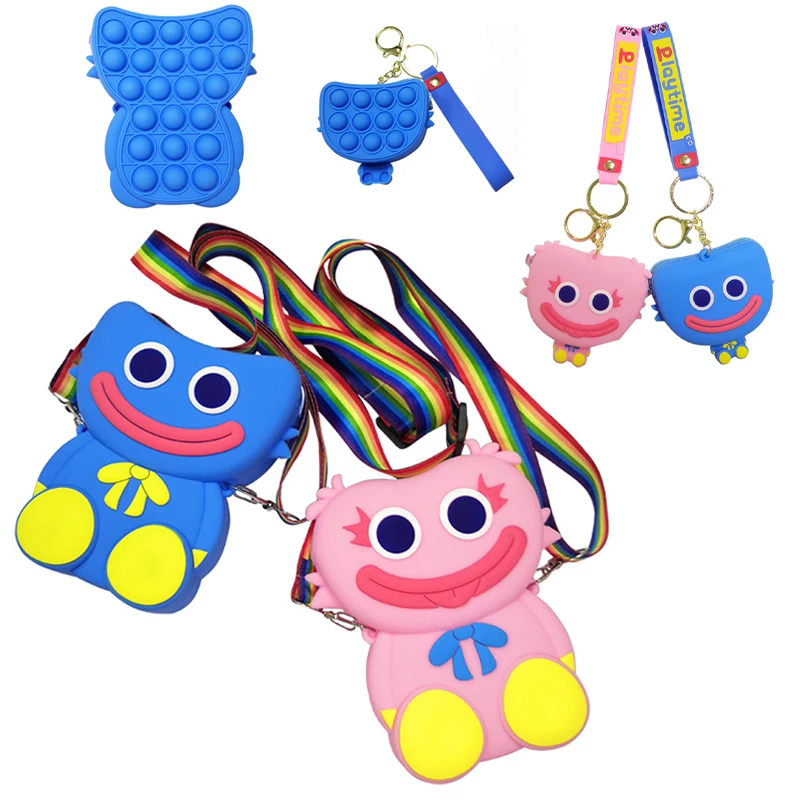 

Huggy Wuggy Pop Silicone Push Bubble Toy Poppy Playtime Keychain Shoulder Bags Kids Horror Game Huggy Wuggy Fidget Toys Gifts