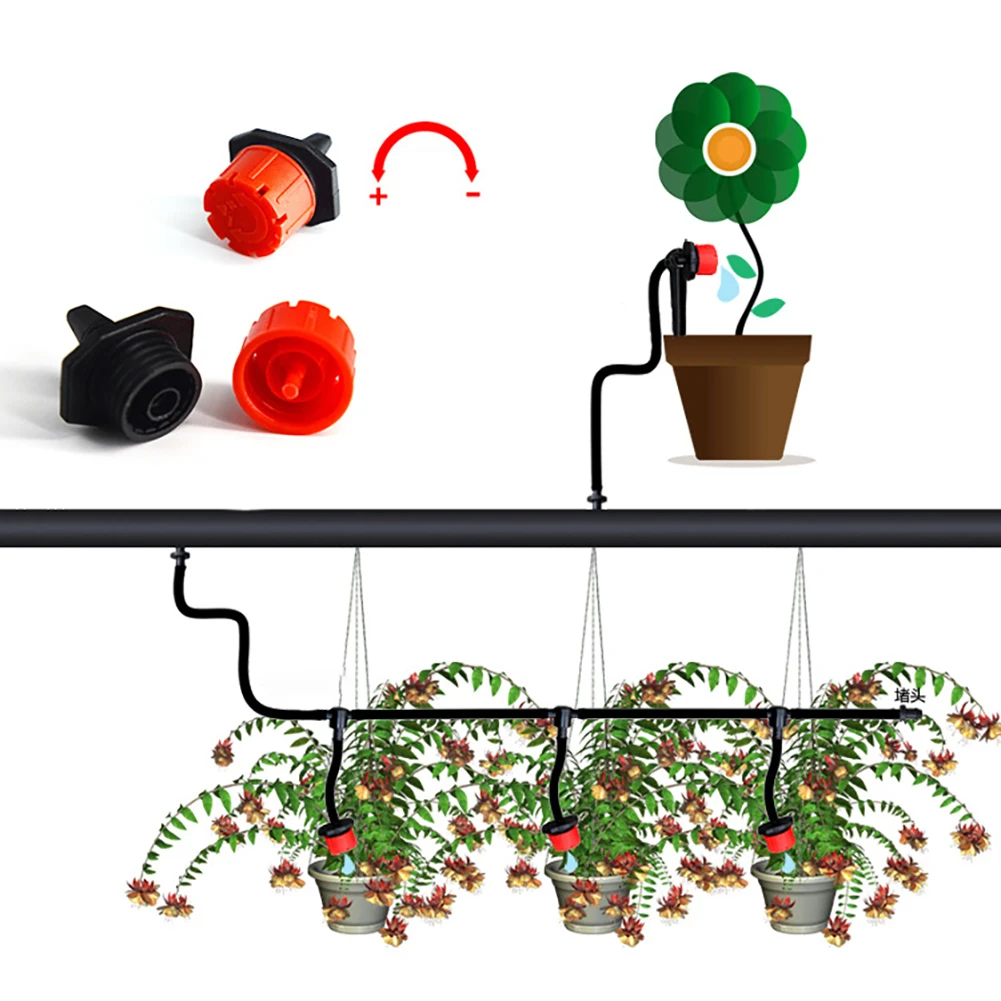 

100PCS Irrigation Dripper Irrigation Emitter Drippers Adjustable Micro 8 Hole Flow Drip Head for Garden Greenhouse Flower Bed