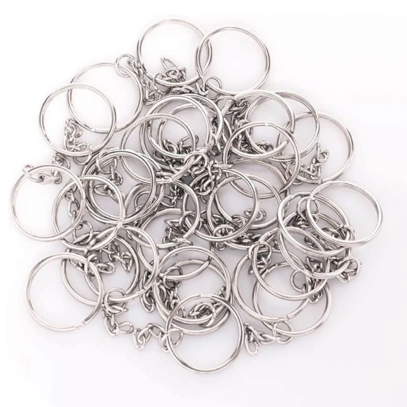 

X7YA 20PCS Split Key Ring with Chain Silver Color Metal Split Key Chain Ring Parts with 20PCS Open Jump Ring and Connector
