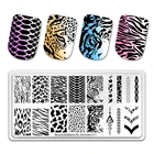 Трафарет Beautybigbang для стемпинга ногтей, шаблон из нержавеющей стали с изображением тигра гепарда, инструмент для самостоятельного маникюра с животными 011