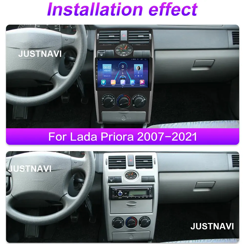 Автомобильный радиоприемник JUSTNAVI QT5 1280*720P для LADA Priora 2007- 2013 Android 10 0 NATI 4 Гб 64
