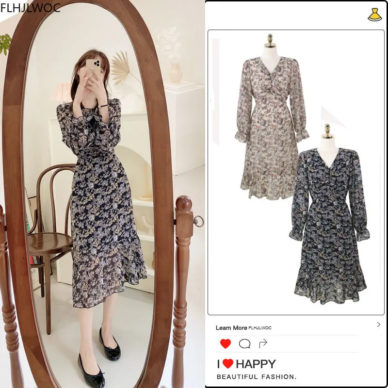 Шикарное корейское платье осень 2020 базовая одежда для свидания девушки