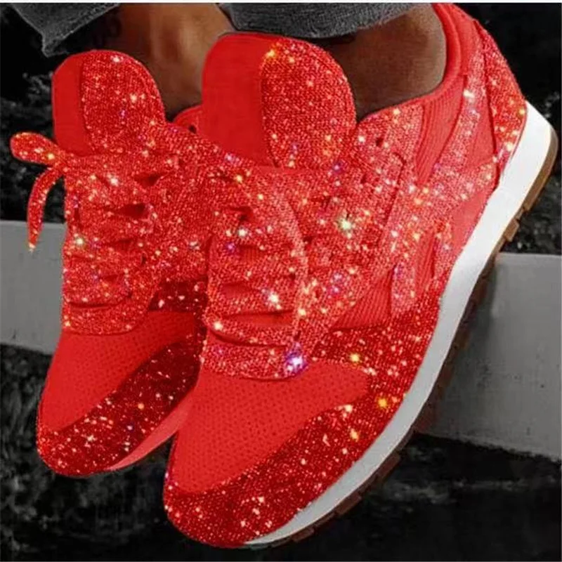 

Sneakers Women Spring 2021 Fashion Sequined Cloth Bling Breathable Round Toe Leisure Chunky Women Shoes Tenis Feminino