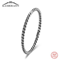 sterling silver 925 rings for women dense twisted rope thin silver oxide ring simple stylish fine jewelry women rings