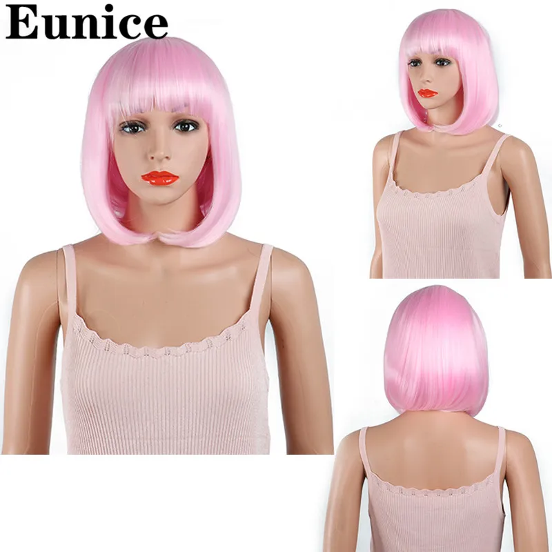 Прямые черные синтетические парики с челкой для черных женщин средней длины