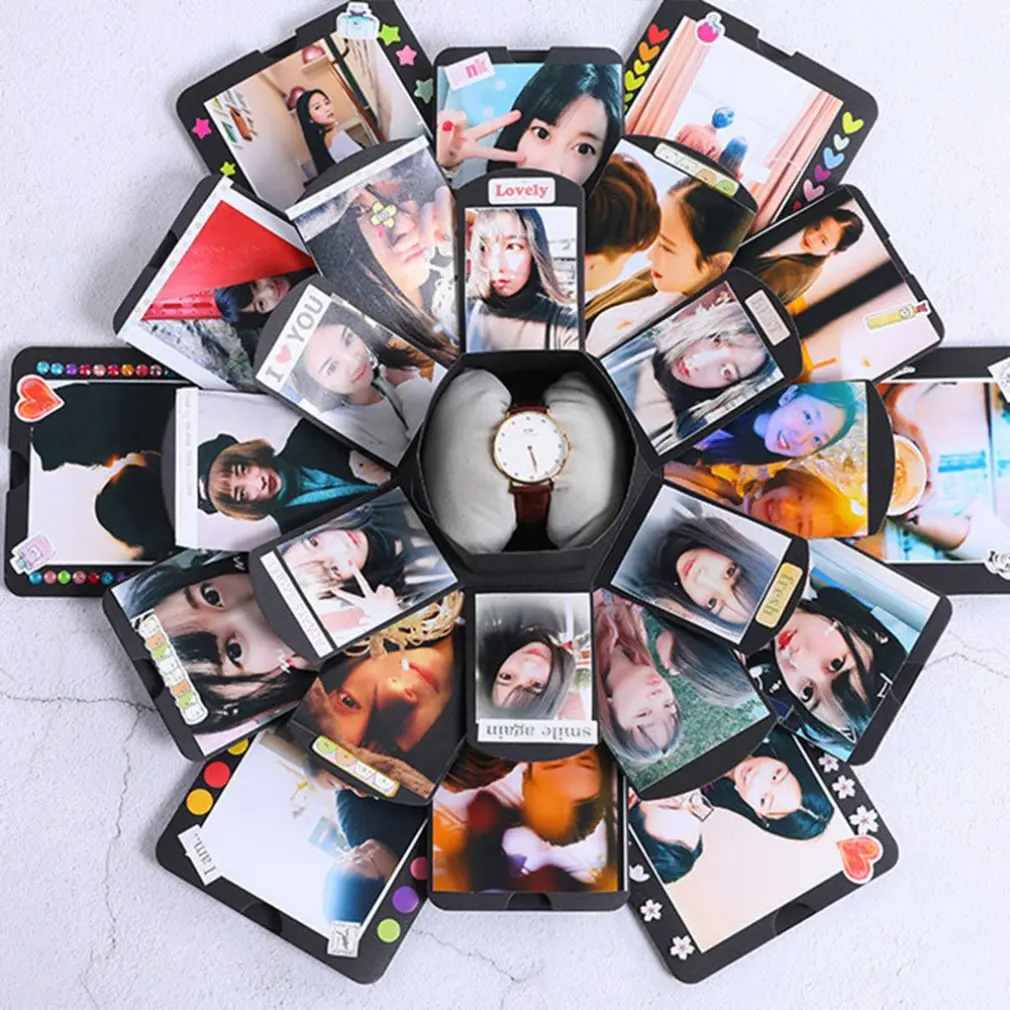 

Hexagonal Explosion Gift Box Photo Album Love Memory Multi-Layer Surprise Diy Photo Album Such As Birthday Anniversary Gifts