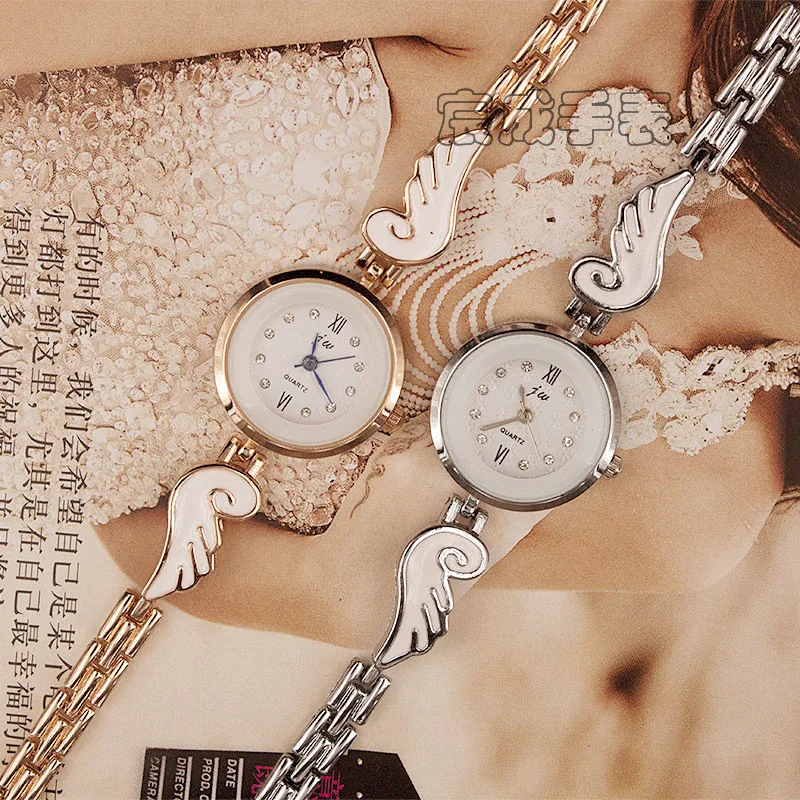 Хит розовое золото маленькие крылья женские часы-браслет ангела Джокер модные