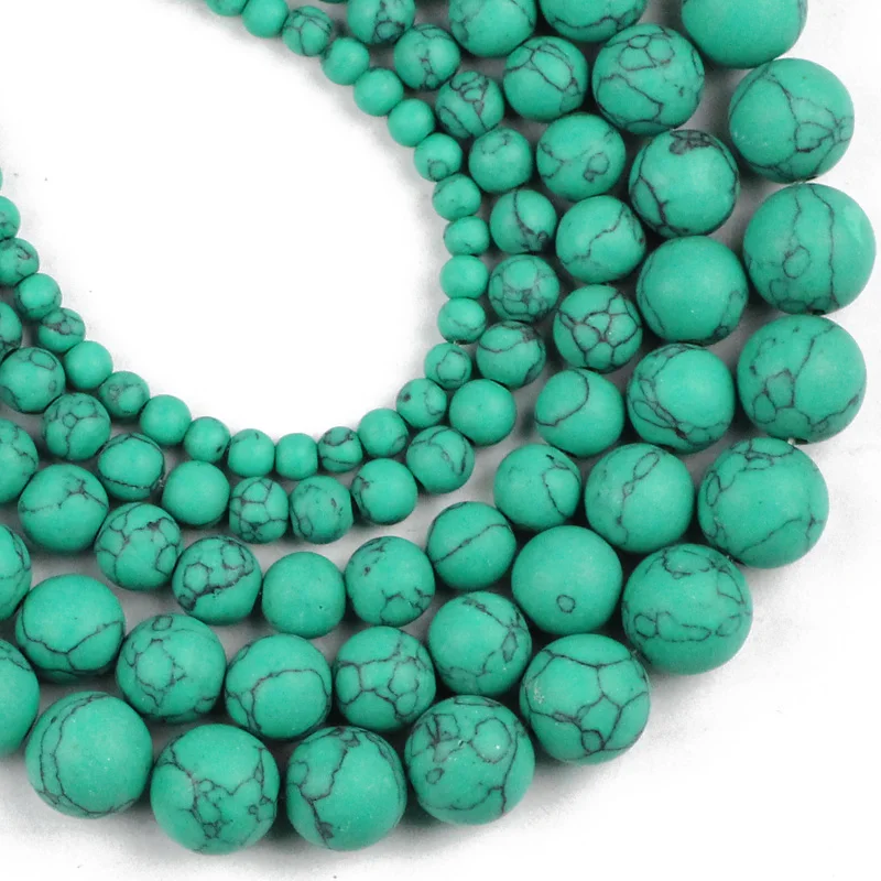 YHBZRET Зеленые Бусины из сосны Матовые Круглые бусины натурального камня 4/6/8/10/12 мм
