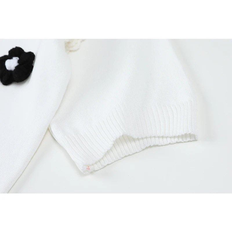 Женский трикотажный укороченный свитер элегантный белый Повседневный топ с