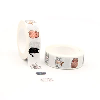 2021 new 1pc 15mm x 10m draw collection funny cute cat doodle cartoon washi tape scrapbook paper masking adhesive washi tape