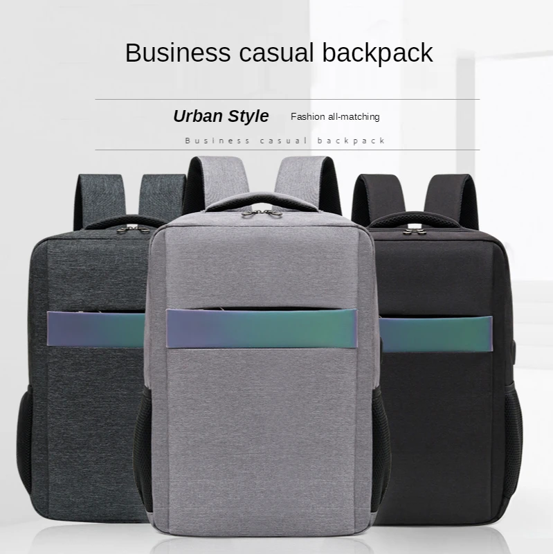 

Fashion Men's Laptop USB Backpack Travel Backpack with Laser Reflective Strips Waterproof Anti Theft Male Leisure Backpack