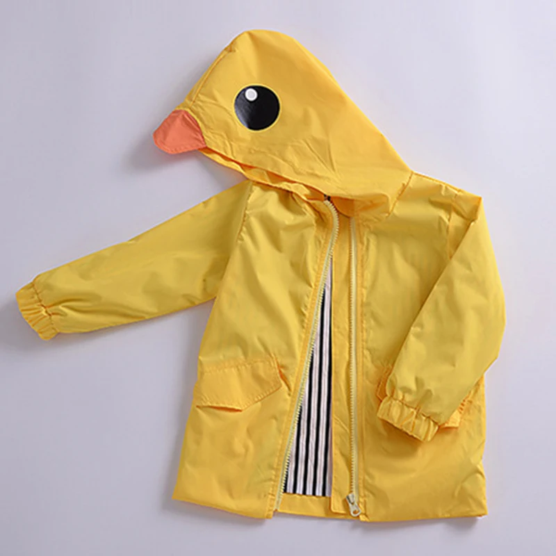 Длинная ветровка с капюшоном для девочек маленькая желтая куртка на утином пуху