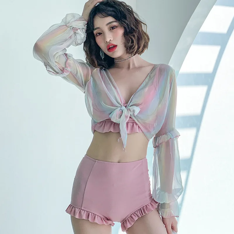 Купальник женский из двух предметов милая бикини с завышенной талией в японском