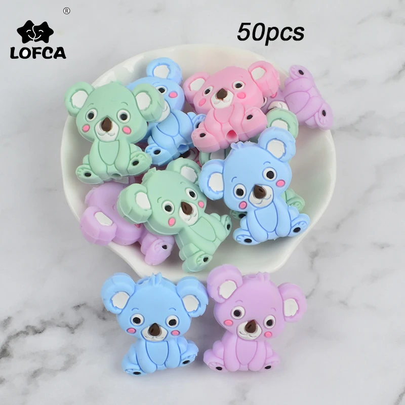 LOFCA 50 шт. силиконовые бусины Koala пищевой BPA-Free силиконовые бусины для изготовления детских прорезывателей пустышки цепи детский Прорезыватель игрушка