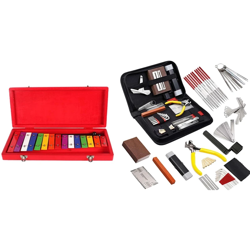 

Aluminum Sheet 15 Note Xylophone In Wooden Case With Guitar Tool Kit For Repairing Electric Guitar Care Kits