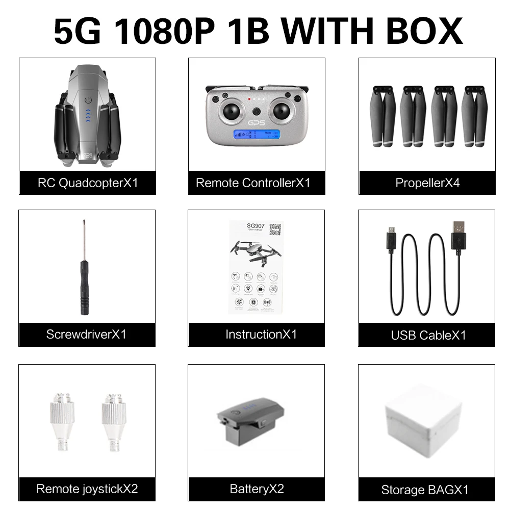 5G 1080P 1B with box SG907 gps Дрон с 4K HD двойной камерой Широкий угол анти-встряхивание Wi-Fi FPV RC Квадрокоптер складной дроны Профессиональный gps Следуйте за мной - Цвет: 5G 1080P 1B with box