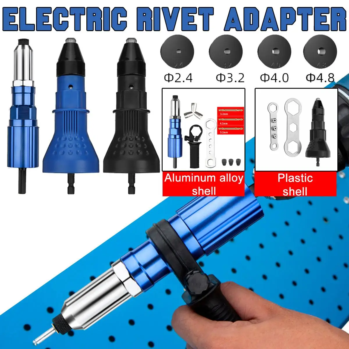 

Electric Rivet Gun 2.4-4.8mm Rivet Nut Gun Drill Adapter Cordless Drill Electric Rivet Gun Adapter Pull Riveting Tool Insert Nut