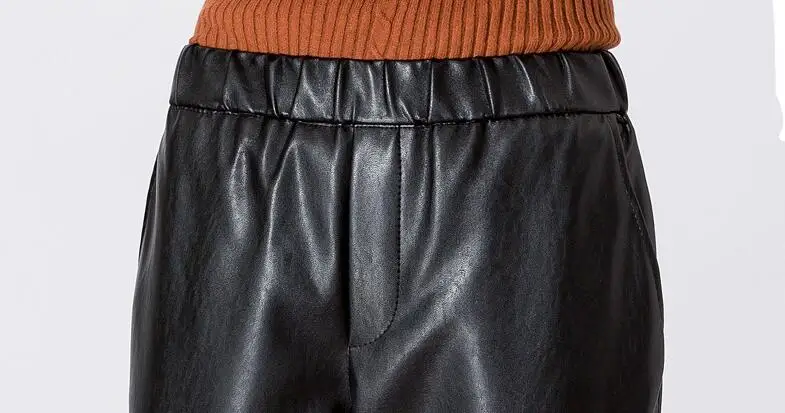female casual leather trousers womens thermal thicken pants warm winter black Plus velvet autumn B416 | Женская одежда
