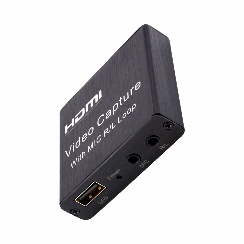 

1080P 4K HDMI Video Capture Card with MIC R/L Loop Out Video Capture Game Recorder for Live Streaming Broadcast Meeting
