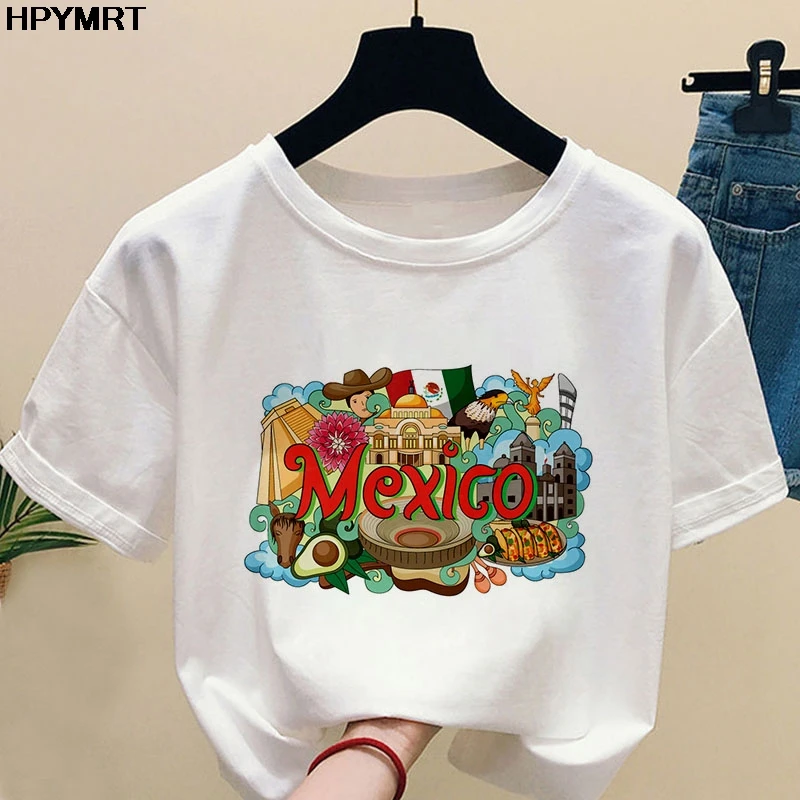 

Women Short Sleeve Korean Style Mexio Graphics Printing Clothing Harajuku Ladies Tee Top Tshirt Summer Female T-shirt Streetwear