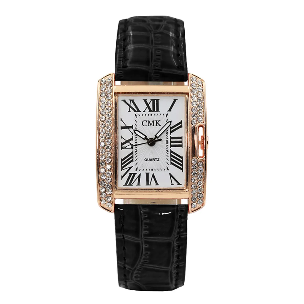 Модные часы с ленточным цифровым циферблатом и кожаным ремешком кварцевые