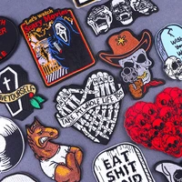 heart letter skull finger embroidered patches for clothing stickers punk rock patch iron on patches on clothes hippie jackets