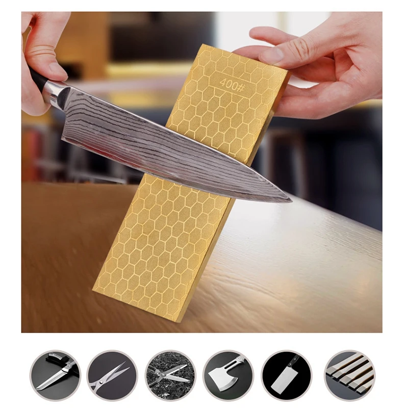 

Diamond Sharpening Stone 2 Side Grit 400/1000 Titanium Plating Diamond Plate Honing Stone 8-Inch Hone Sharpener