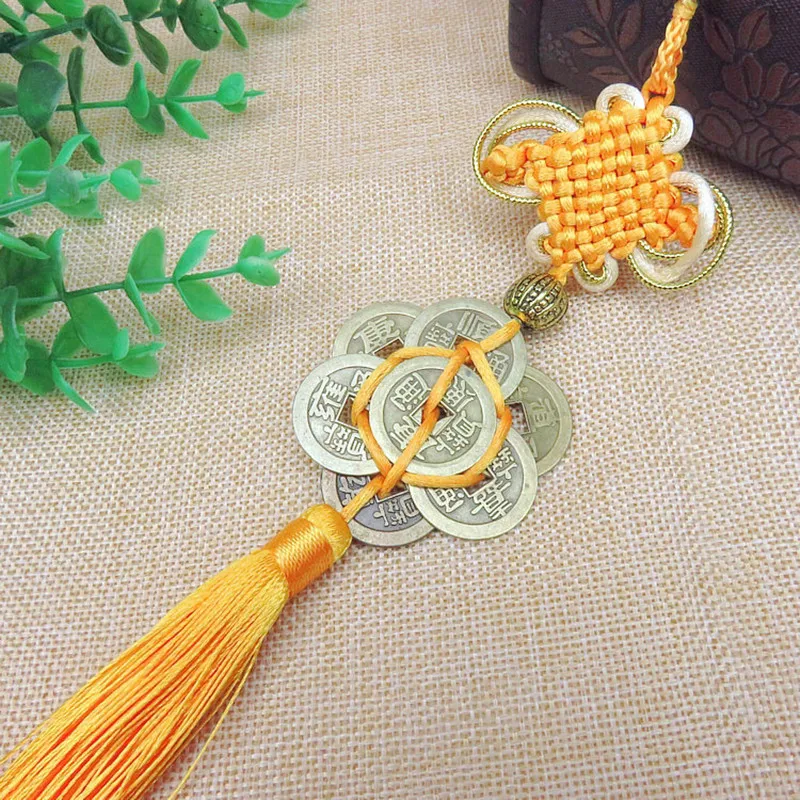 

Feng Shui Chinese Knot Tassel China Mascot Lucky Charm Ancient Coins Prosperity Protection Good Fortune Metal Car car acessories