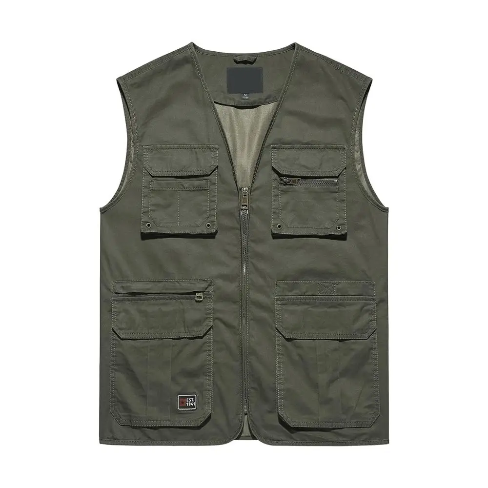 Мужской высококачественный хлопковый уличный жилет с несколькими карманами